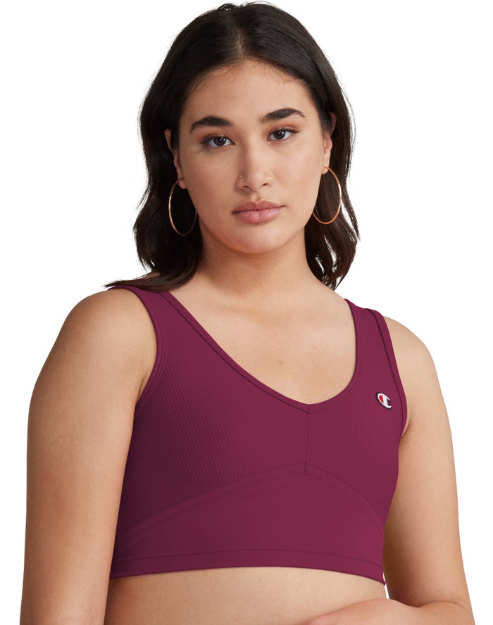 Camiseta Sin Manga Champion Mujer - Ribbed Cropped ( Moradas Oscuro ) 0327618-ZY